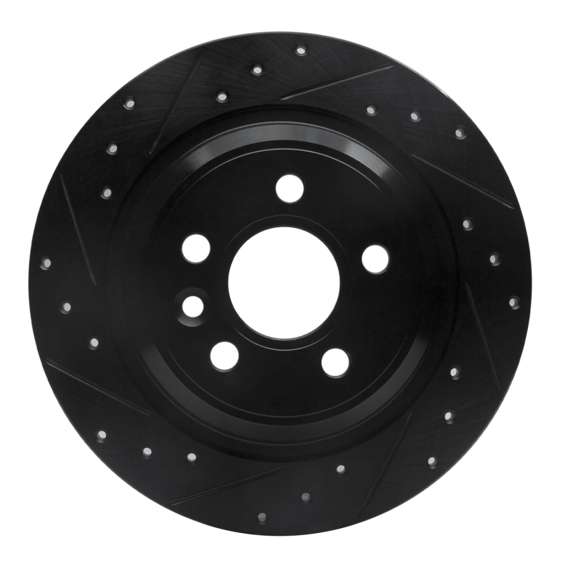 Volvo V60 Cross Country Brake Rotor (1) - Rear Left - R1 Concepts - Drilled & Slotted - Black - `07-`18